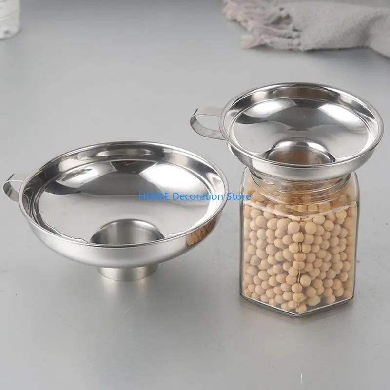 B0KC Stainless Steel Funnel Diameter 3.6cm Canning for Wide and Regular Jar Jars Canning Supplies Kitchen Funnel Oil
