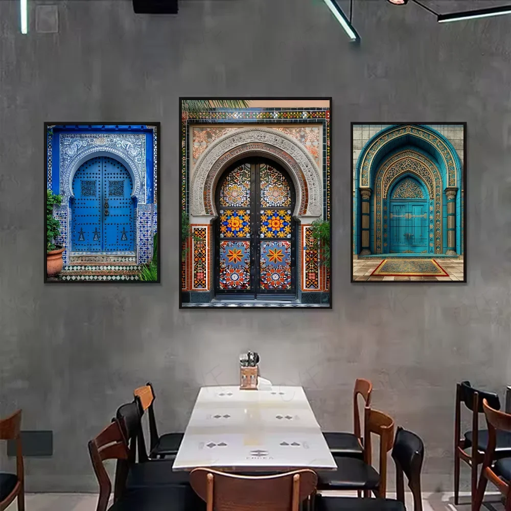 Morocco Door Arabic Poster Aesthetic Canvas Painting Posters and Prints Wall Art Picture for Living Room Decoration