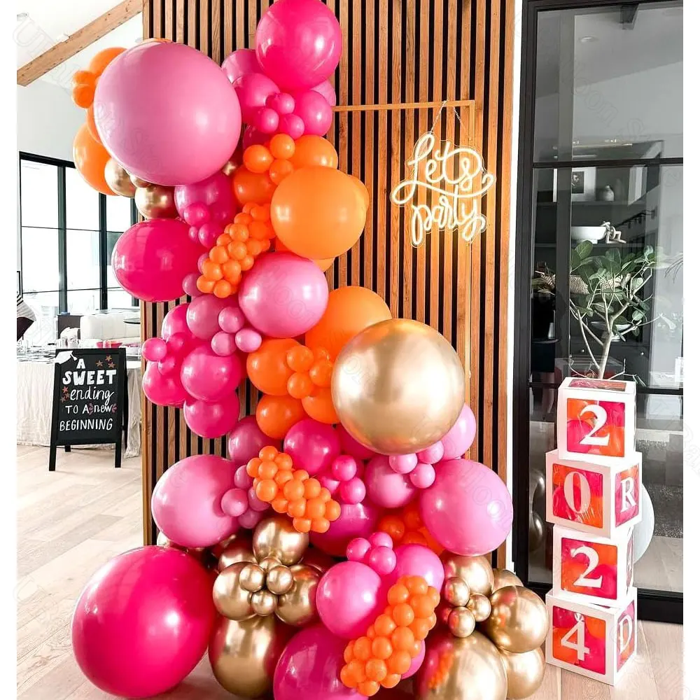 40 Stück rosa orange Luftballons Metall Gold Orange hellrosa Latexballons für Braut Babyparty Geburtstag Hochzeit Party Dekor – Detail 6