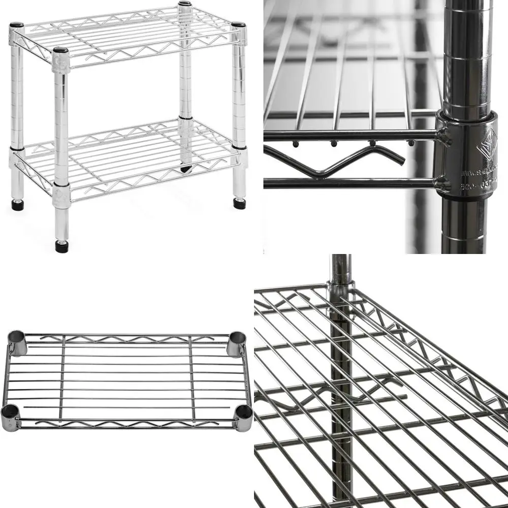 

Chrome Wire Shelving with 2 Tiers, 8 Depth x 18 Width, 800 lbs Capacity Per Shelf, Durable Storage Solution
