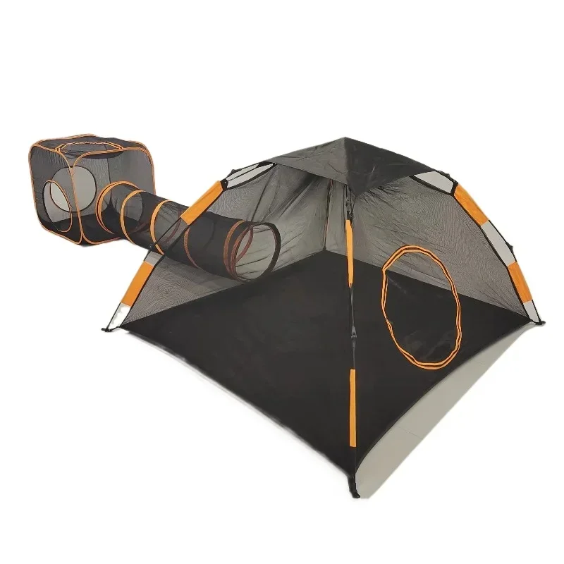 Portable quick-folding cat pet playhouse tent with pop-up cat hole
