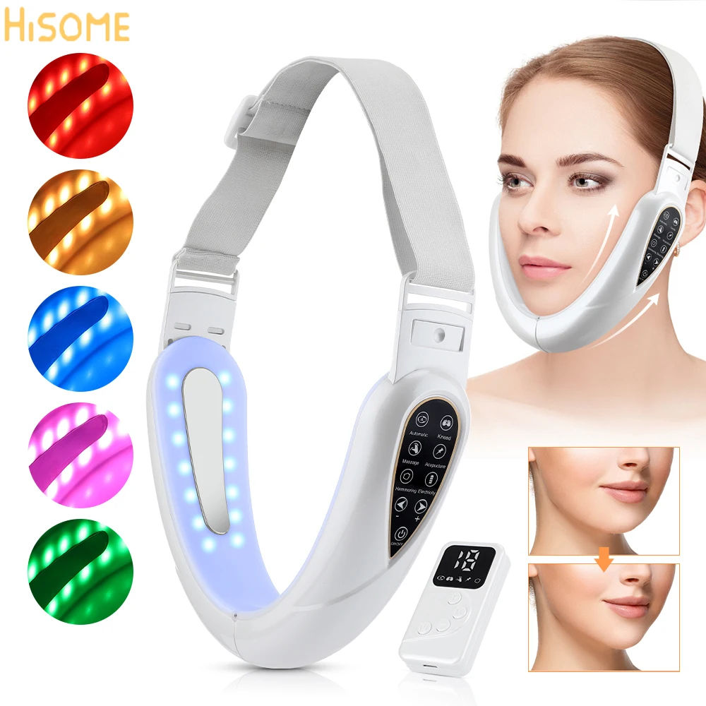Face Lifting Device Red Light Skin Rejuvenation V Face Massager Double Chin Lift Up with Remote Control Facial Beauty Instrument