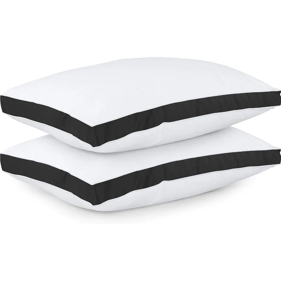 Bed Pillows for Sleeping Queen Size Black Set of 2 Cooling Hotel Quality Gusseted Pillow for Back Stomach or Side Sleepers Idea
