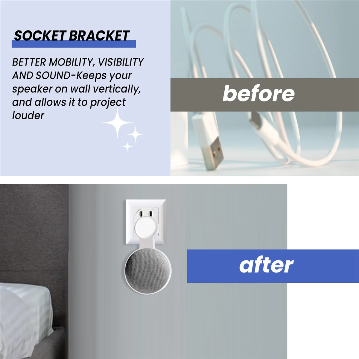 1 قطعة مناسبة لجوجل الصوت لجوجل عش جدار صغير قوس الجيل الثاني المقبس معلقة شماعات قوس-أبيض A002