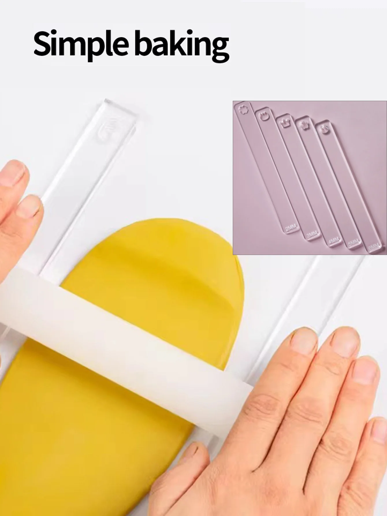 

2Pcs Acrylic Rolling Balance Ruler 2-6mm Cookie Thickness Guide,Fondant Cake Leveler,Maamoul Date Cookie Maker,DIY Baking Tool