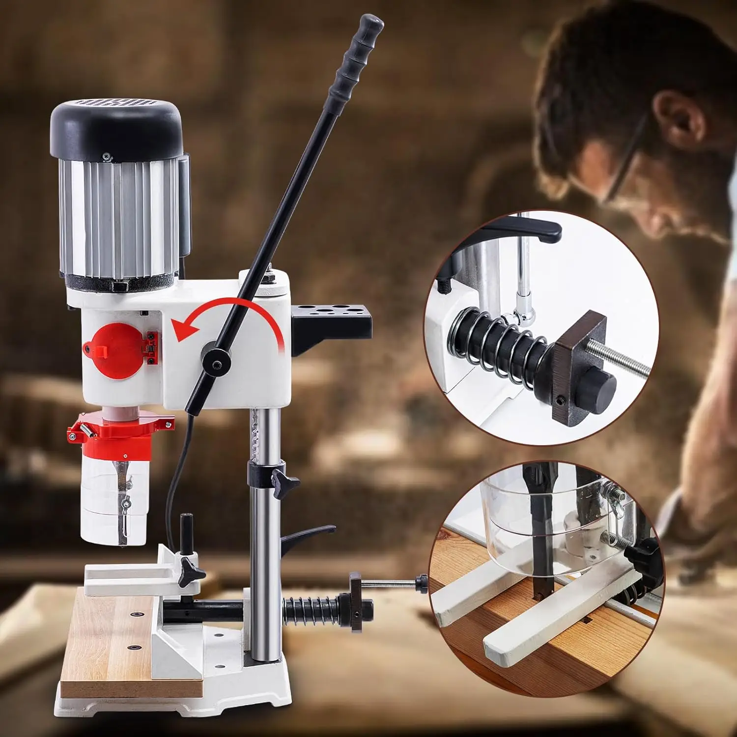 

Benchtop Mortiser, 3400RPM 3/4HP Woodworking Mortising Machine