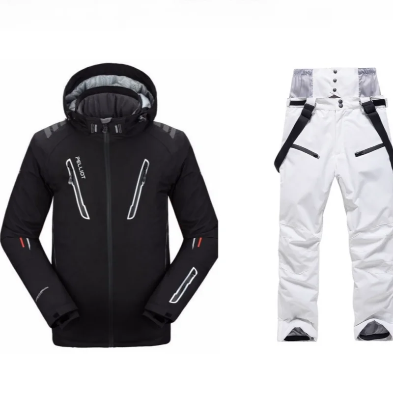 Pelliot-Combinaisons de ski imperméables pour hommes, veste et pantalon, snowboard thermique rembourré en coton, snowboard pour hommes, livraison