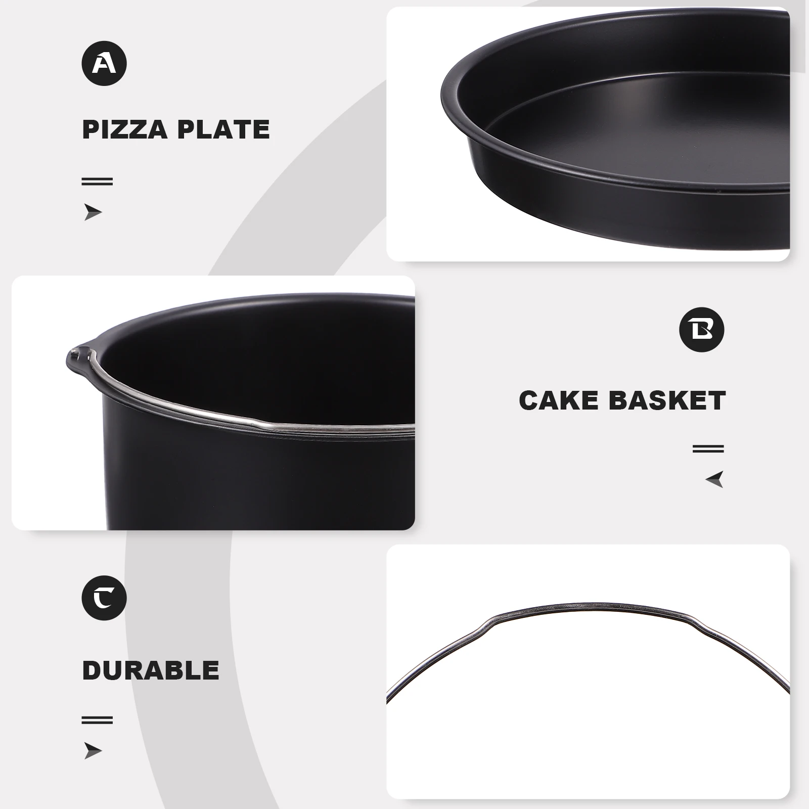 

8Inch Air Fryer Accessories Carbon Steel Cake Basket Pizza Pan Non-Stick For Baking Steaming Bread Dessert Fish Kitchen