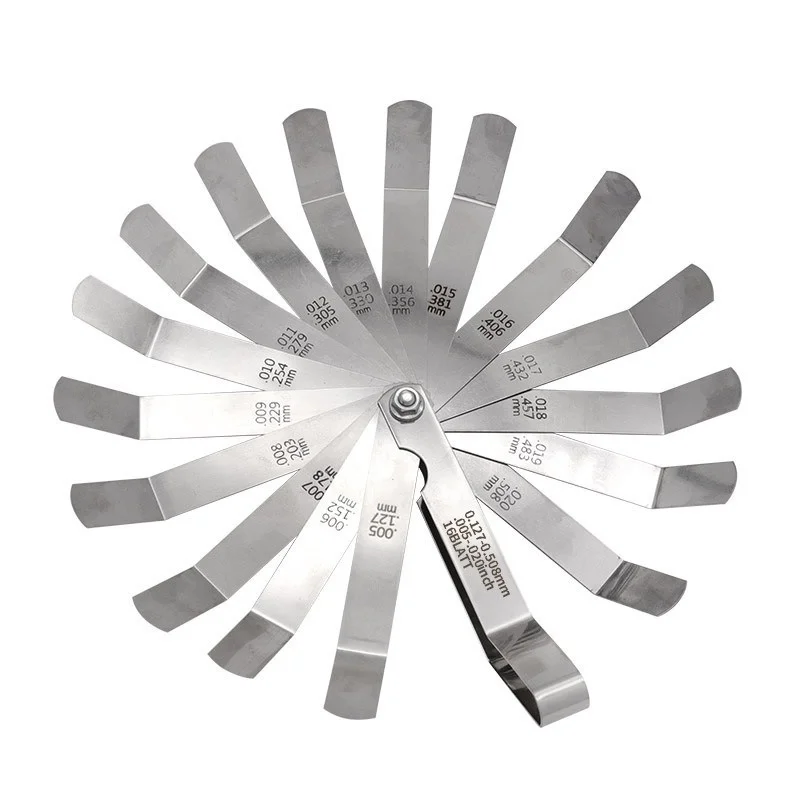 16 ostrzy 0,127 do 1 MM Feeler Gauge Metric Gap Filler Gage Narzędzie pomiarowe do regulacji zaworu silnika Feeler Gauge Valve Shim