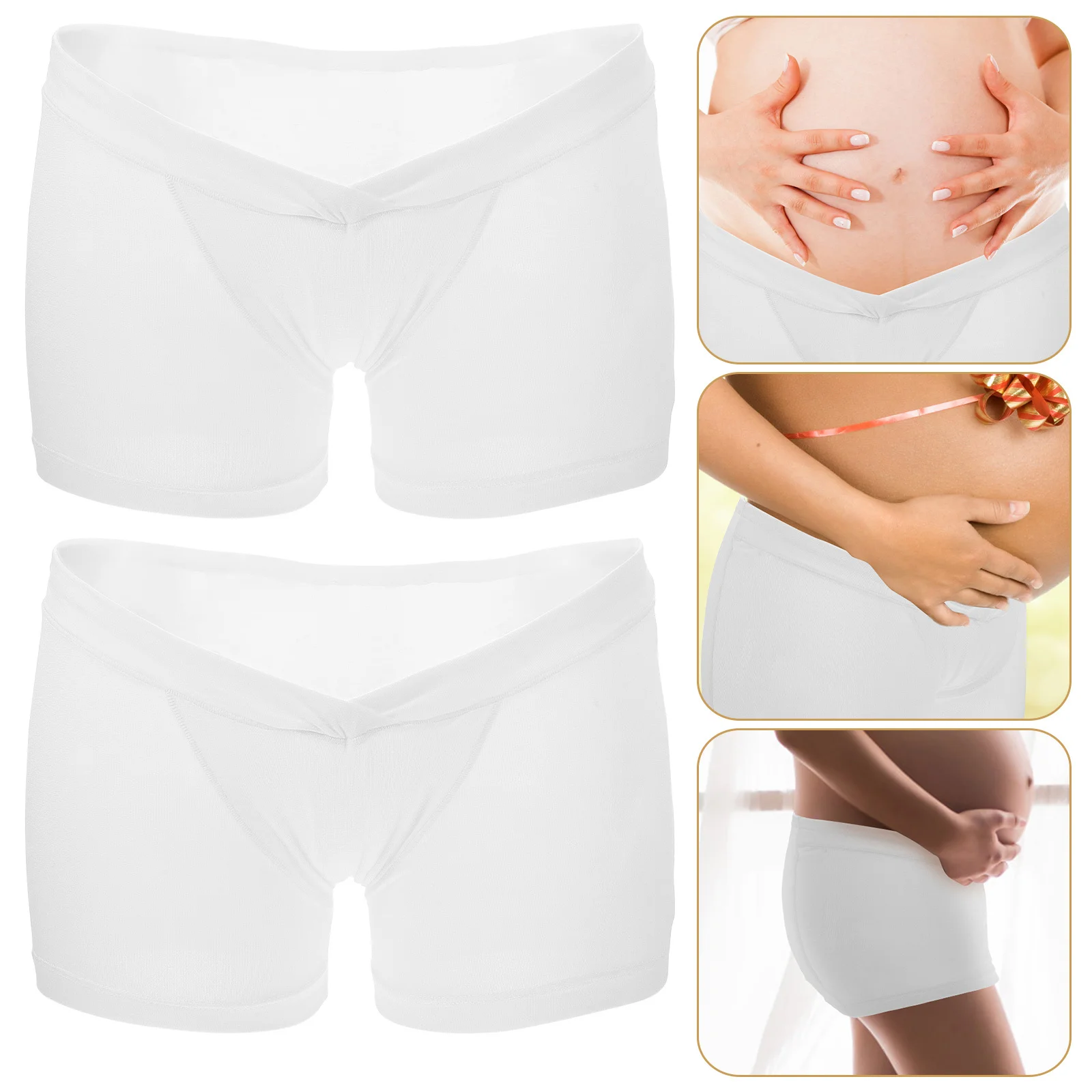 

2Pcs Stretchable Compact Size Maternity Panties V-Shaped Postpartum Pants Comfortable Safety Underwear for Pregnant Women
