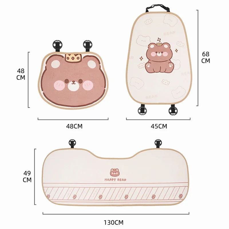 2026 Cartoon Bear Car Seat Cushion Full Set Soft Plush Cute Seat Cushion Cover Fashion Decoration Interior Accessories Universal