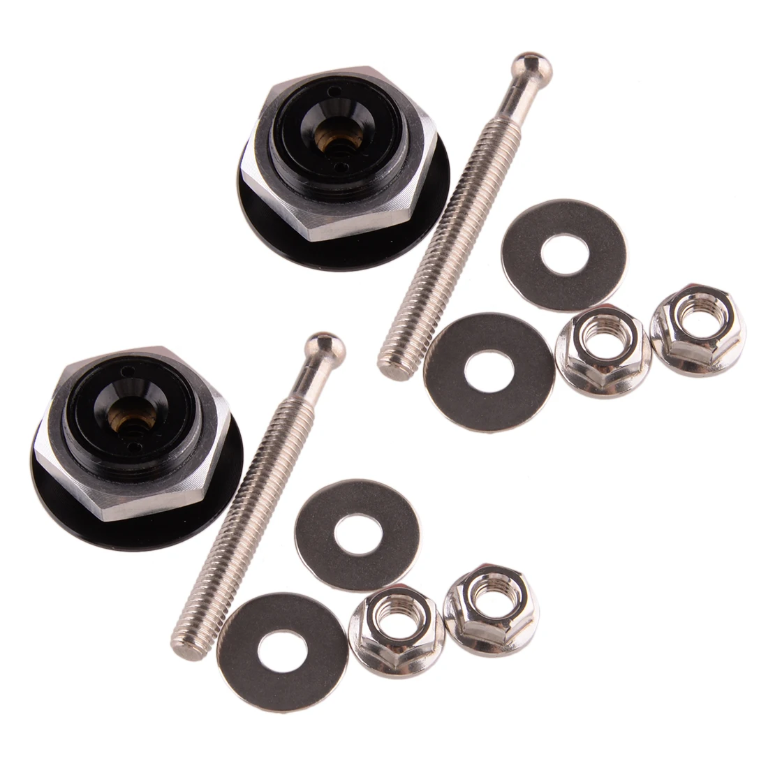 

Black Universal 2 Sets Car Bumper Quick Release Fastener Kit Fender Hatch Lid Hood Latch Push Button Aluminum Alloy