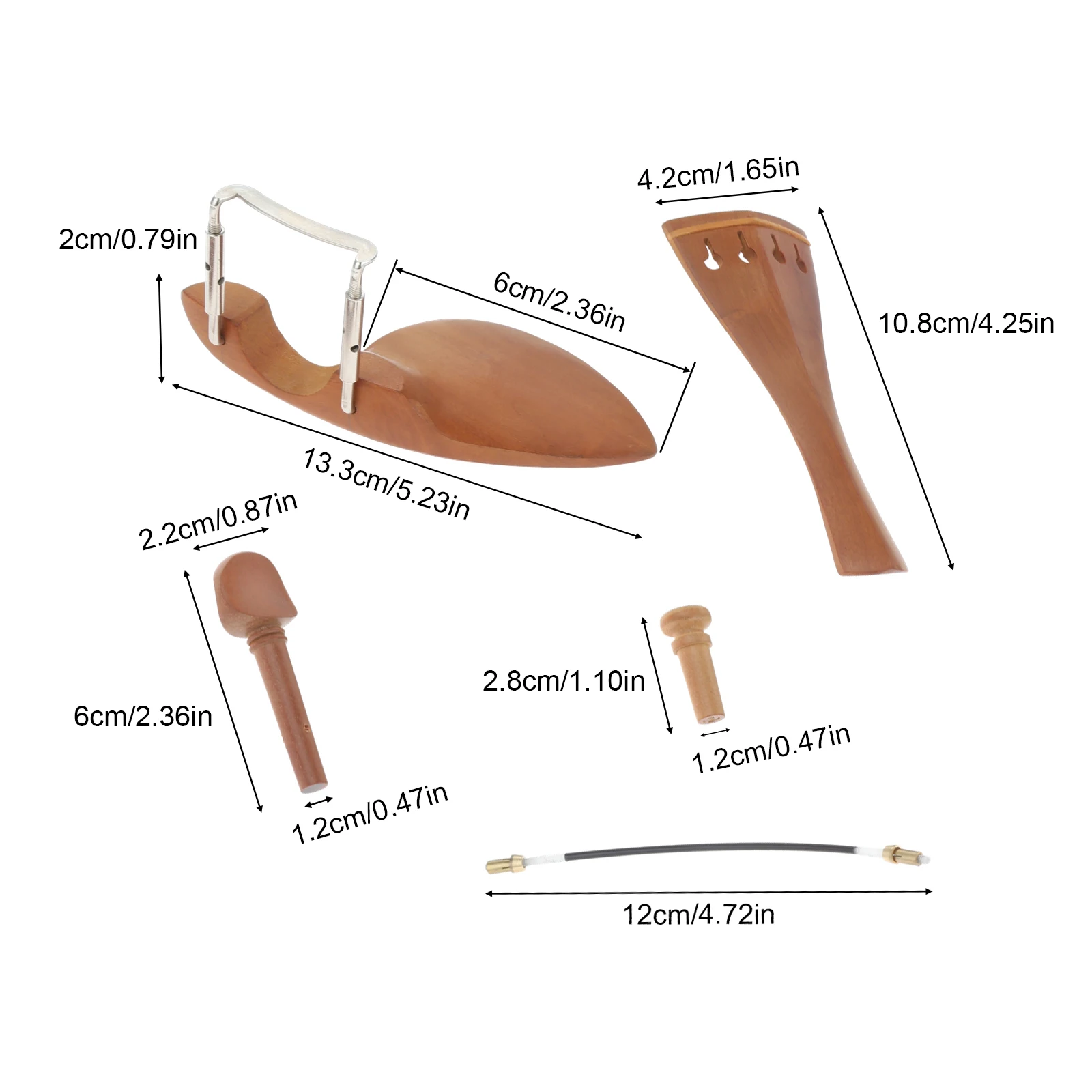 4/4 Violin Rosewood Accessories Parts Fittings Tailpiece+Tuning Pegs+Endpins+Chin Rest/Chin Holder Tuning Pegs Set for Violin - Image 6
