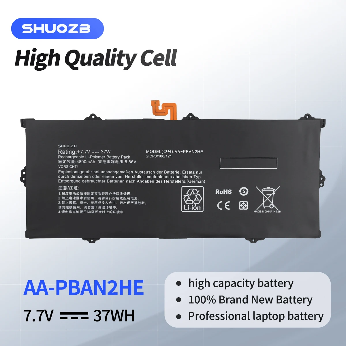 SHUOZB AA-PBAN2HE Аккумулятор для ноутбука Samsung Galaxy Book Go NP340XLA серии NP340XLA-KA1US NP340XLA-KA2US 7,7 В 37WH Бесплатные инструменты