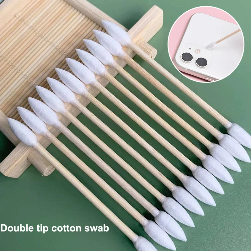 

100/300/500 Pcs Outdoor Makeup Precision Pointed Tip Pet Cotton Swabs with Bamboo Sticks