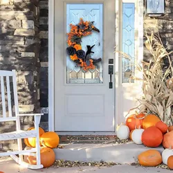 Welcome Sign Garland Moon Goth Cats Ornaments Door Shaped Wreaths Door Decorations Roses Front Halloween Halloween Black Signs