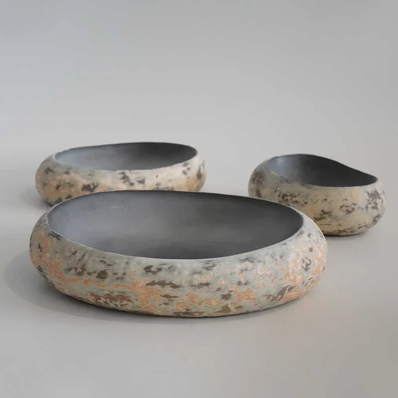Imitation stone bowl creative western artistic conception dish bowl oval bowl dessert salad plate cold dish plate tableware