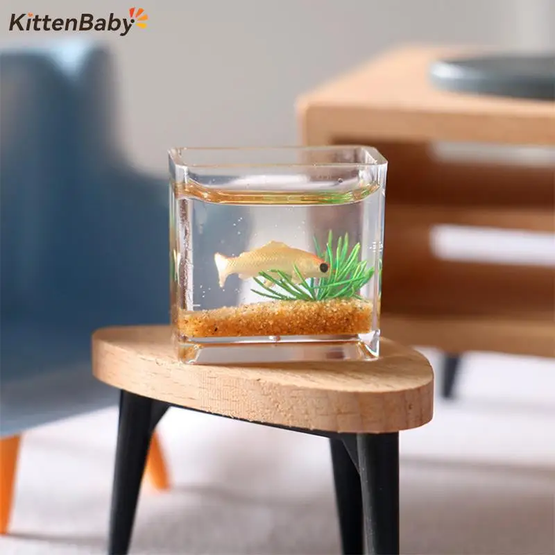 1pcs Dollhouse Miniature Glass Fish Tank Bowl Aquarium Doll House Home Ornament Toys For Dollhouse Decor Toys