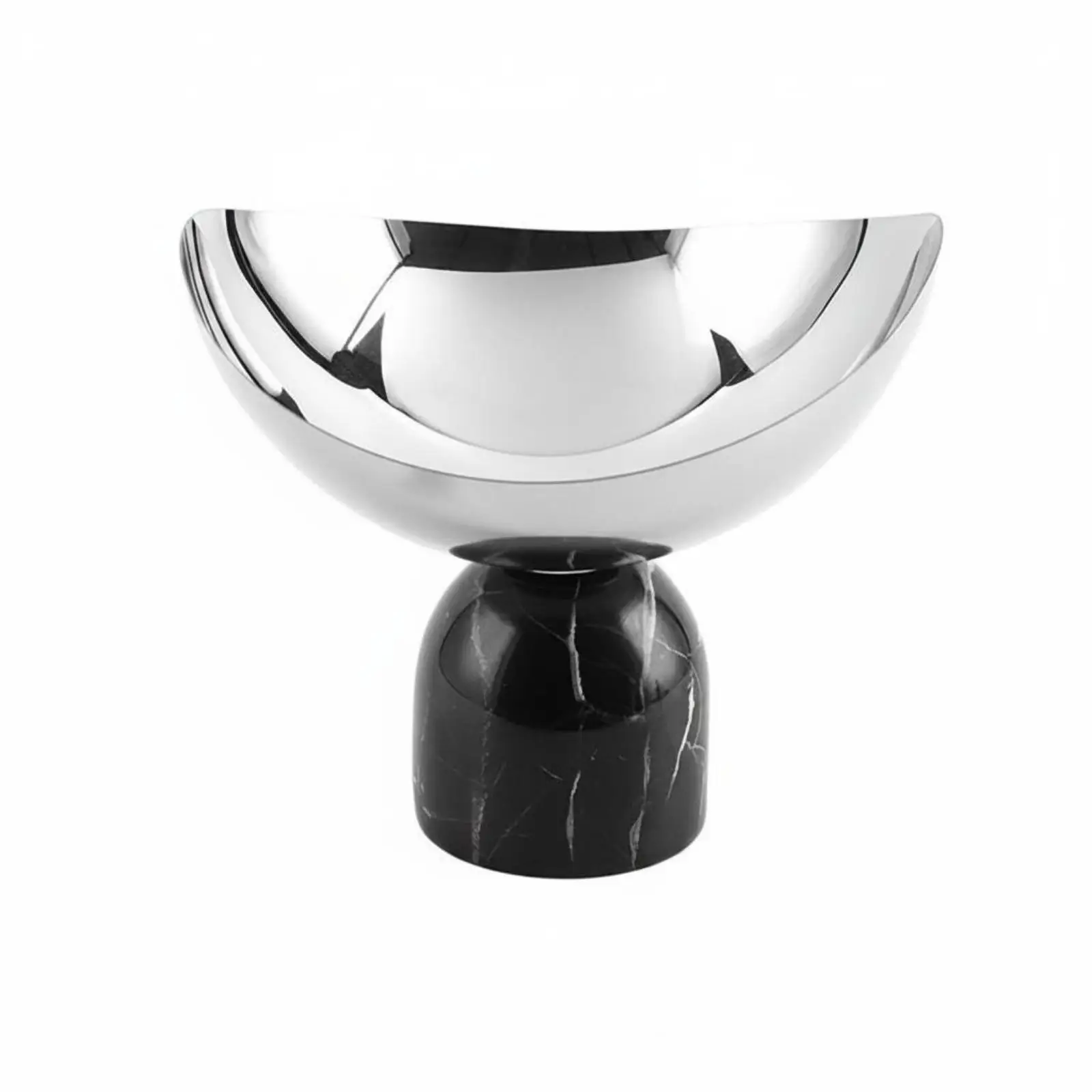 Marble Pedestal Tray Reflective Elevated Fruit Tray Silver-Colored Pedestal