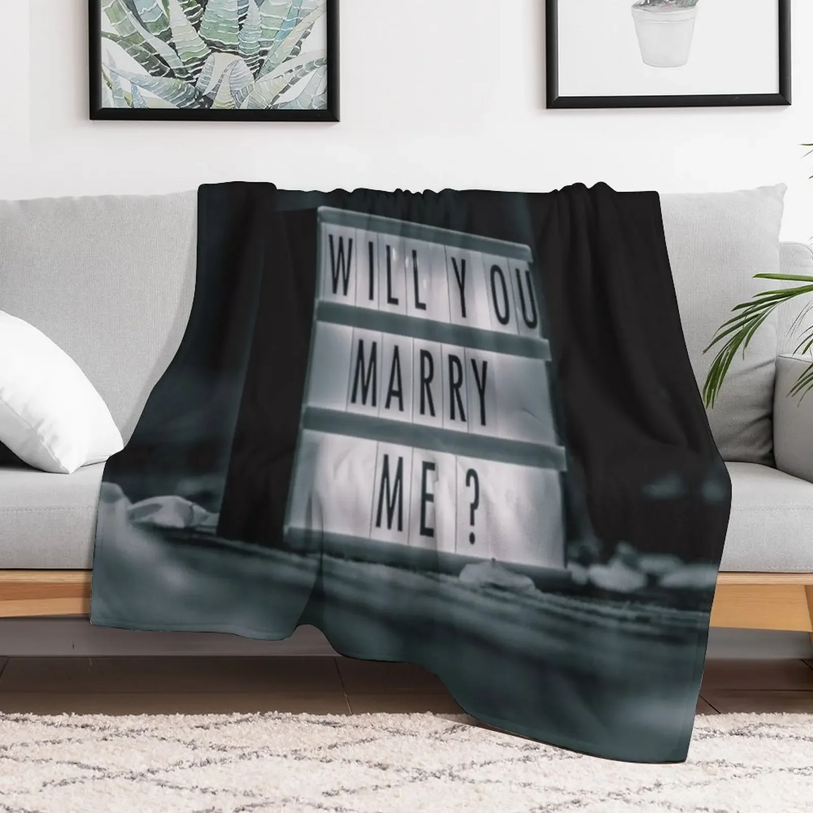 Will You Marry Me?Marriage Proposal Romantic Throw Blanket Elegant Warm Throw Blanket for Hotel Home
