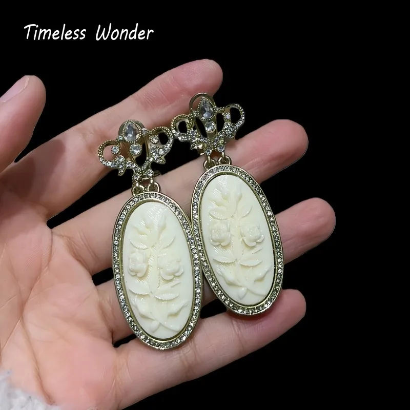 

Timeless Wonder Fancy Zircon Engraved Floral Button Earrings for Women Designer Jewelry Punk Sweet Gift Rare Top Classy 3346