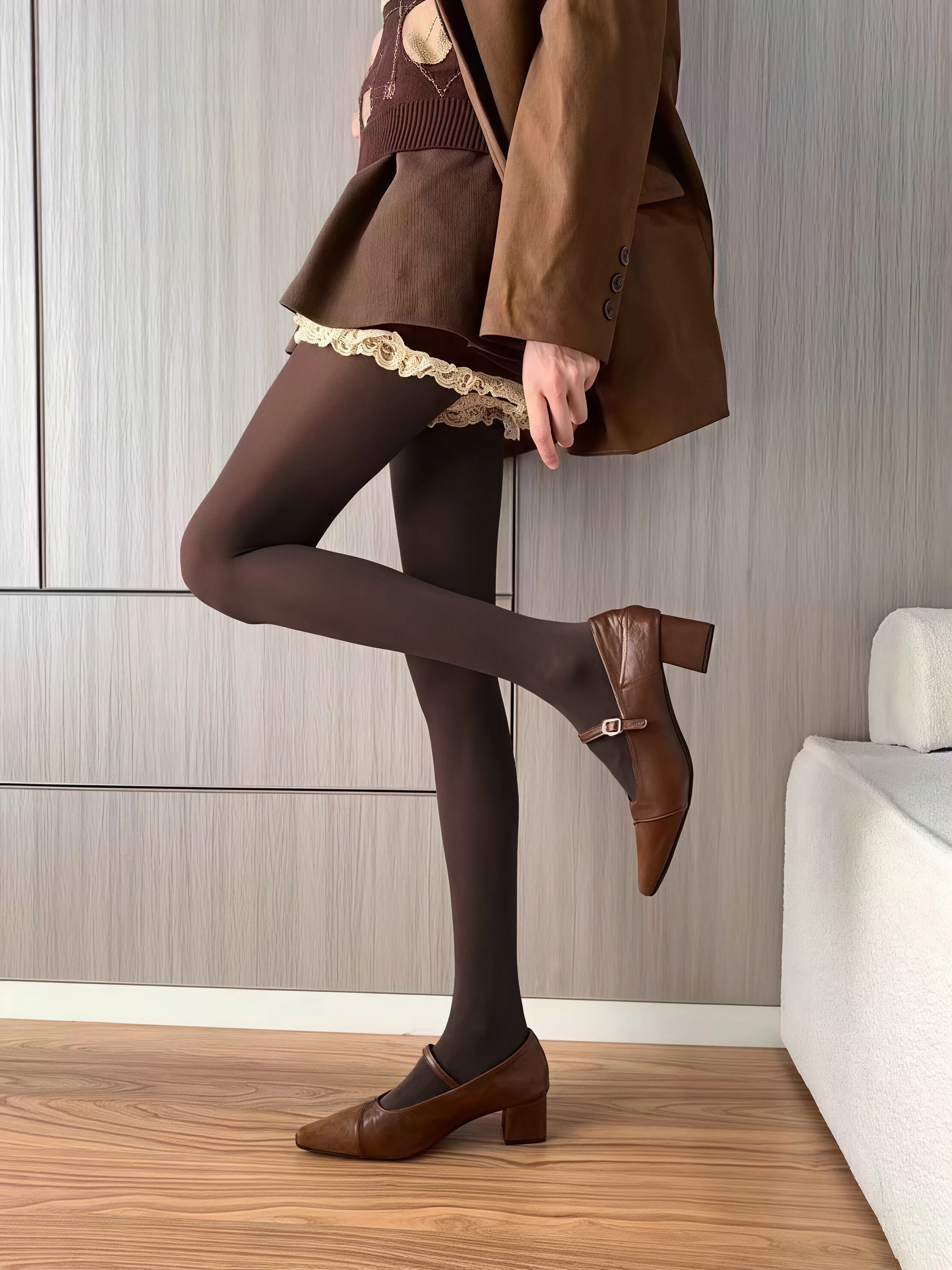 Women's Caramel Velvet Tights High Elasticity Opaque Footed Tights Women's Comfortable Solid Color Pantyhose for All Seasons