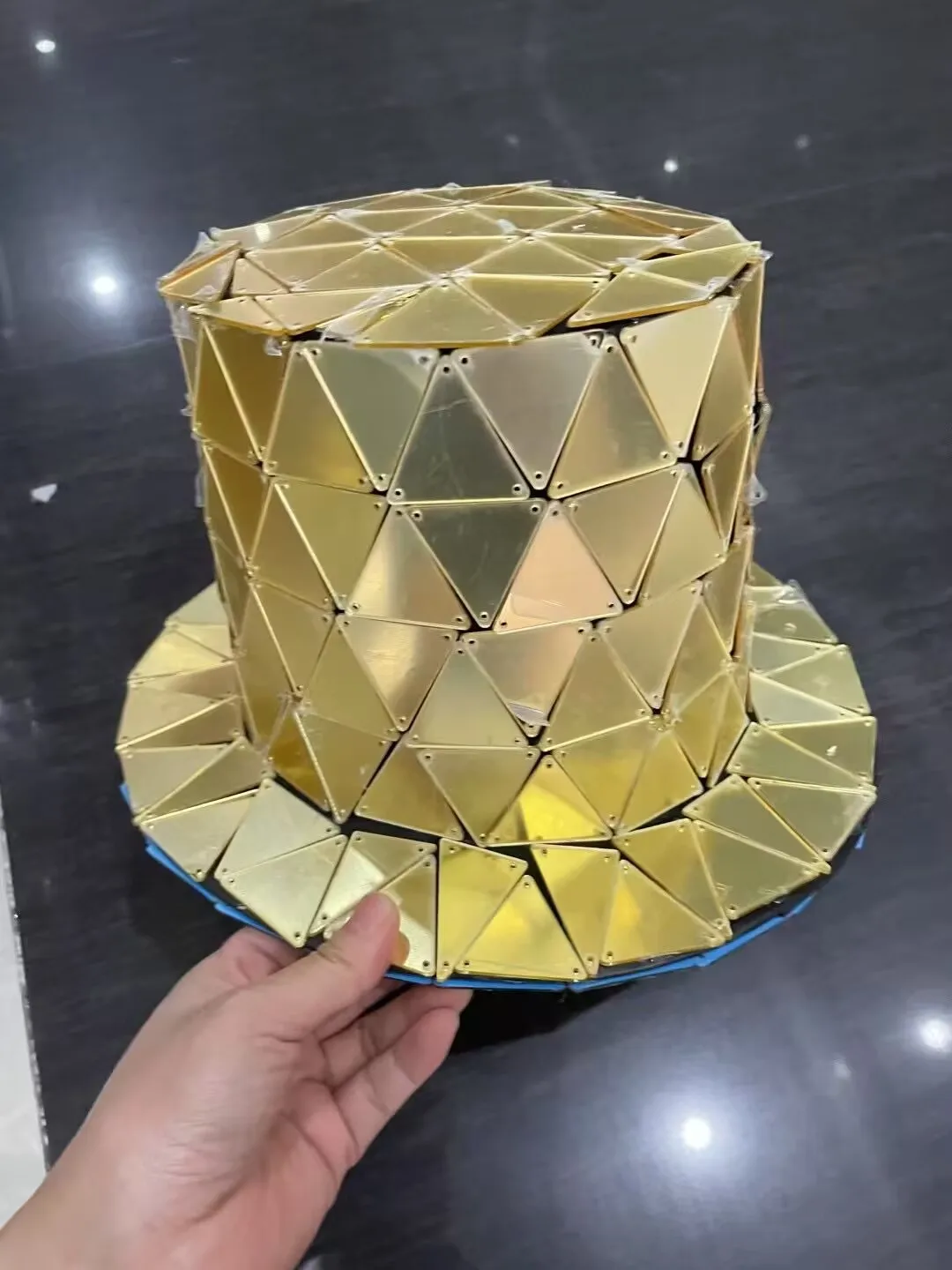 

Gold Mirror Hat Mirror mask Red mirrors caps Silver Glass men stage show wear
