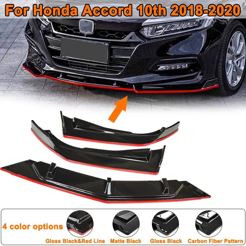 

Автомобильный передний бампер, спойлер для губ для Honda Accord 10th 2018-2020, автоматический нижний бампер, сплиттер, защита для подбородка, диффузор, комплекты кузова