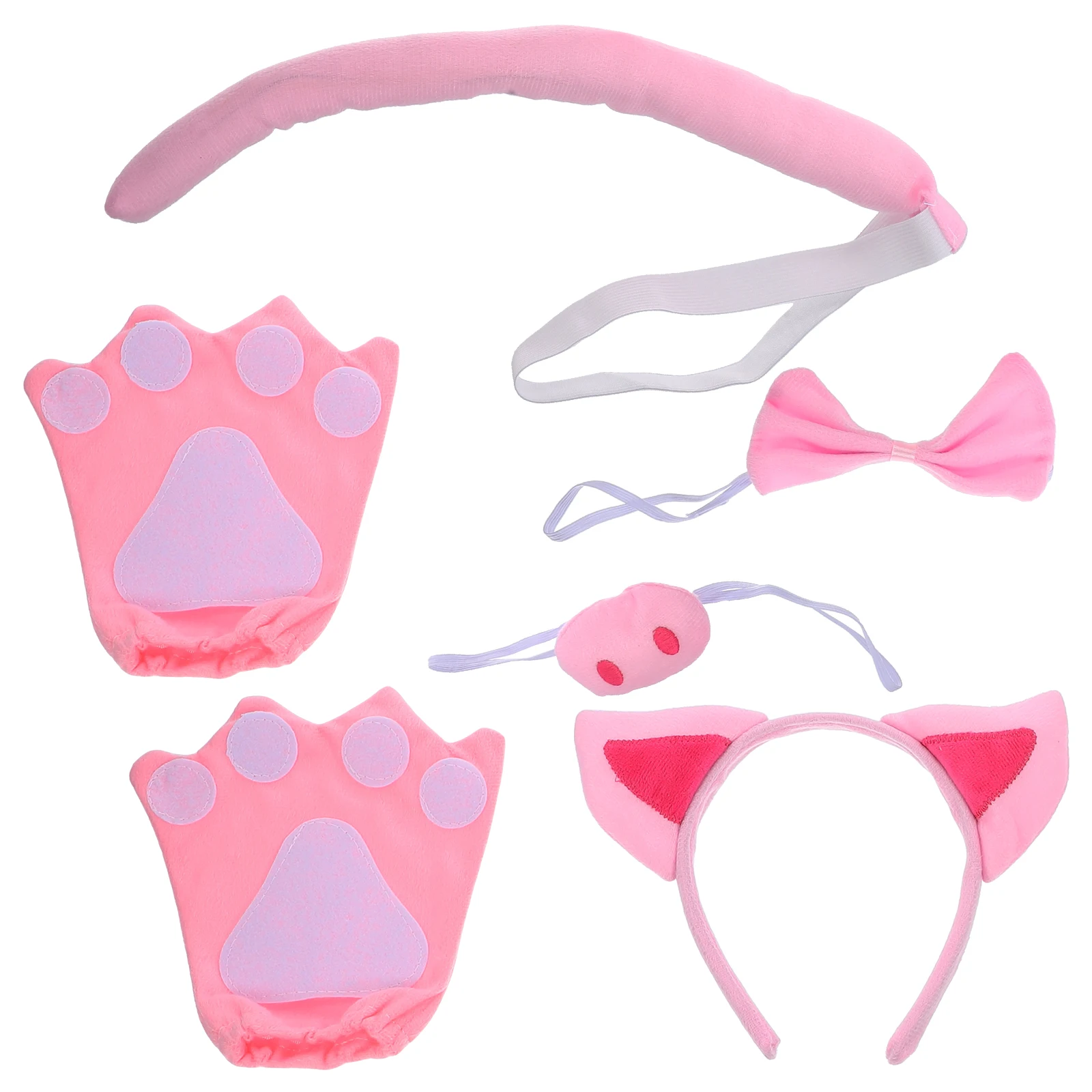 

1Set Animal Cosplay Bow Ears Headband and Tail Outfit Cute Pig Themed Design for Dance Show Stage Performance Festive Gatherings