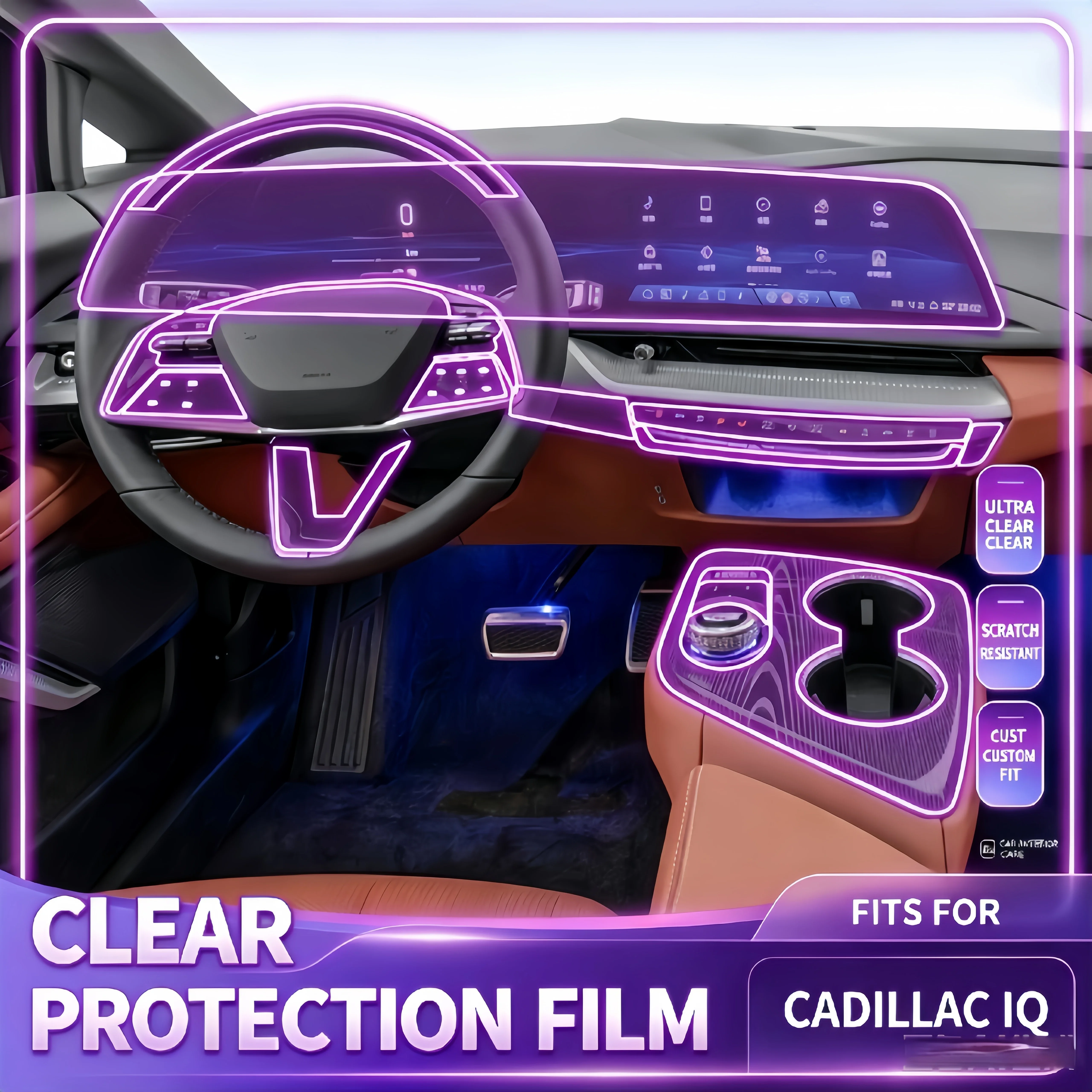 For 2024-2025 Cadillac IQ center console gear shift interior film car modification transparent scratch-resistant protection film