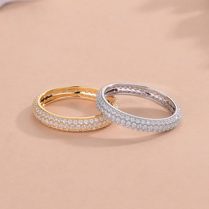 925 Sterling Silver Gorgeous Sparkling Double Layer Zircon Ring For Women Engagement Wedding Luxury High Quality Fine Jewelry