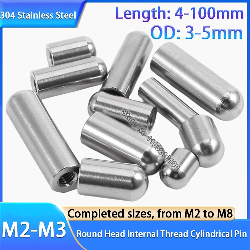 

M2 M2.5 M3 Stainless Steel Internal Thread Round Head Cylindrical Pin Female Thread Perforated Positioning Fastener Hollow Pin