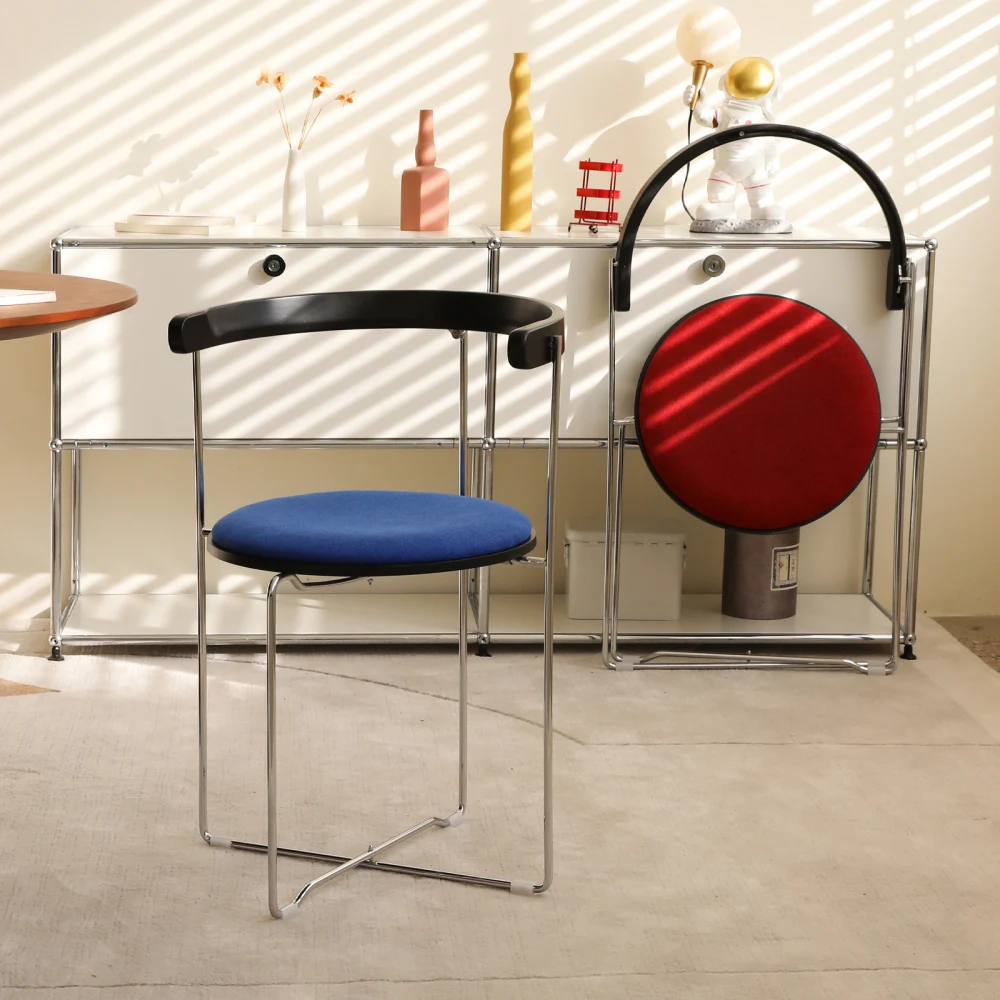 

Folding Dining Chair with Modern Design,Chrome Frame with Wood Back,Upholstered