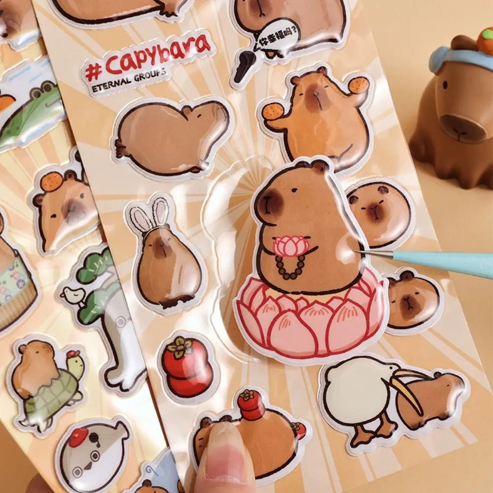 Autocollants imperméables Kawaii Capybara, autocollants en mousse 3D mignons, décoration de journal intime, autocollant à bulles