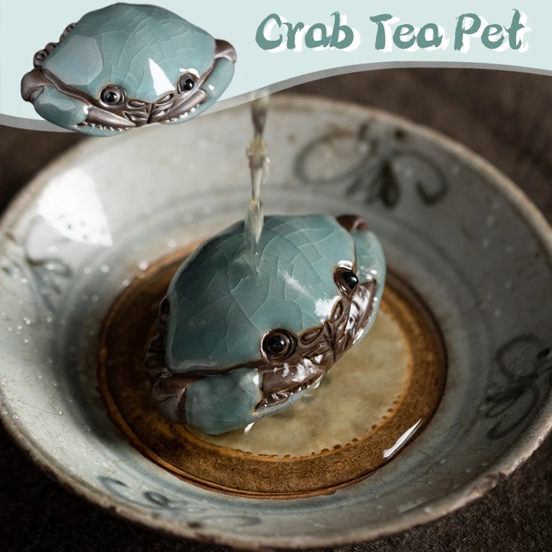 

Cracked Glaze Crab Play Handmade Kongfu Tea Pet Decoration Ornaments Tea Table Crafts Chinese Tea Ceremony Display Accessories