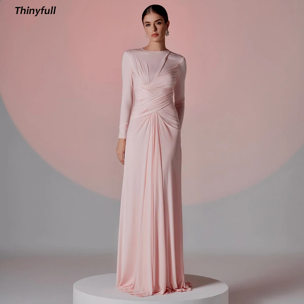

Thinyfull Mermaid Arabic Modest Prom Dress Full Sleeves O-neck Evening Dresses Dubai Long 2025 Gown Robe De Soirée Customized