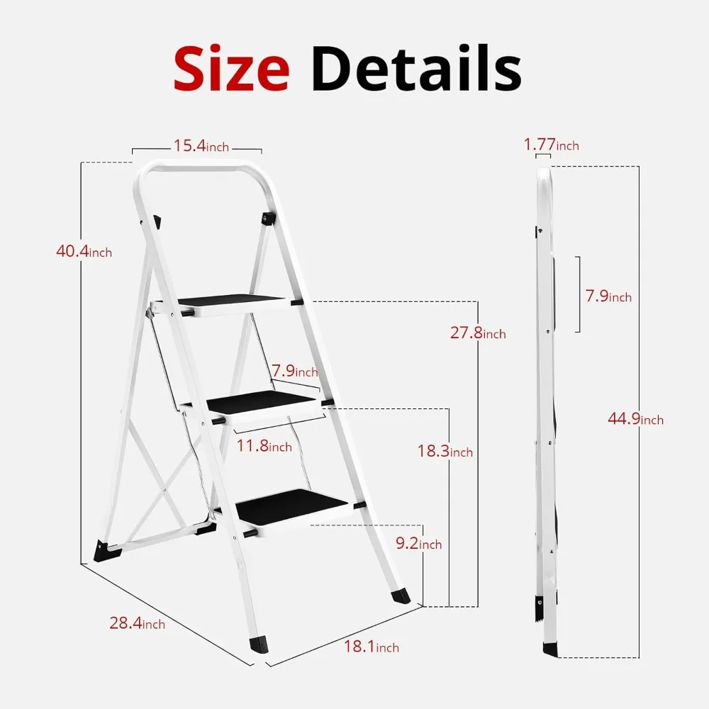 Step Ladder Folding Step Stool Step Ladder, for Adults with Anti-Slip Pedal,330 lbs Capacity for Kitchen