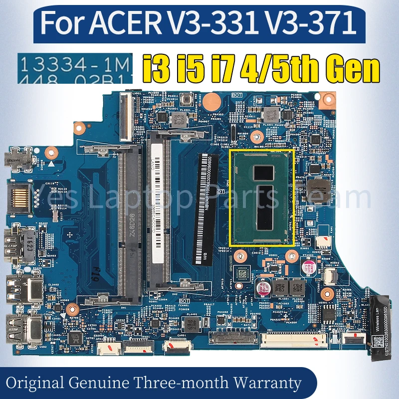 

13334-1M For ACER V3-331 V3-371 Laptop Mainboard i3 i5 i7 4/5th Gen NBMPF11006 NBMPG1100 100％ Tested Notebook Motherboard