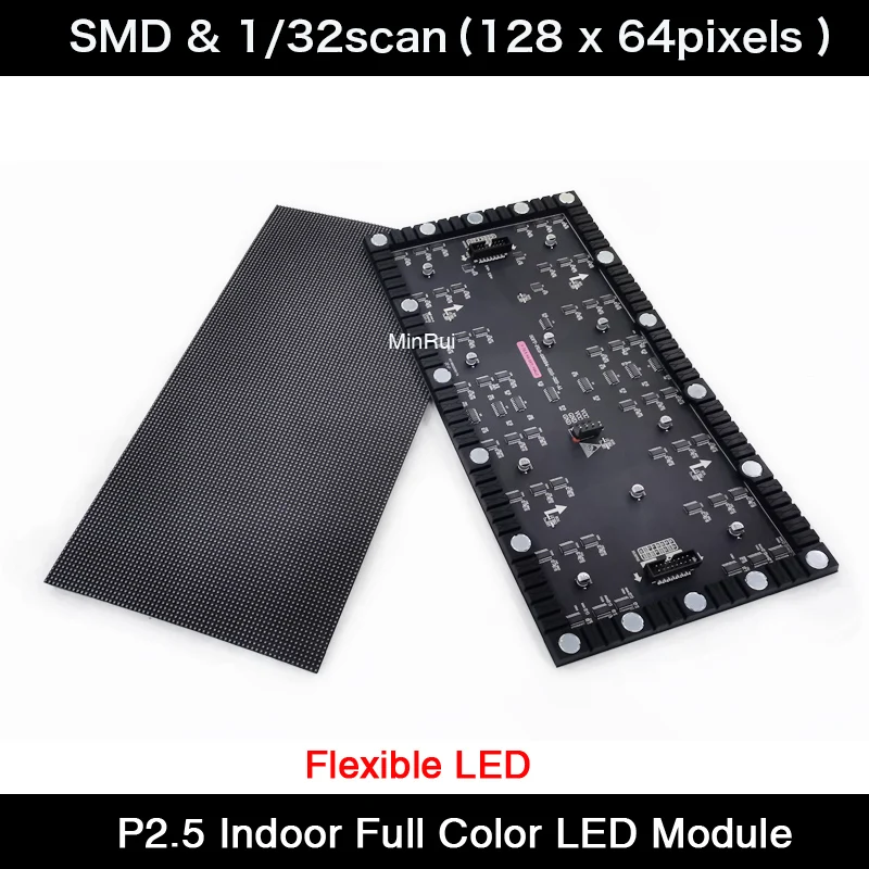 Indoor Flexible Full Color P2.5 SMD LED Display Module Matrix HD LED Panel 320x160mm 128 x 64 Pixels Video Wall for Advertising