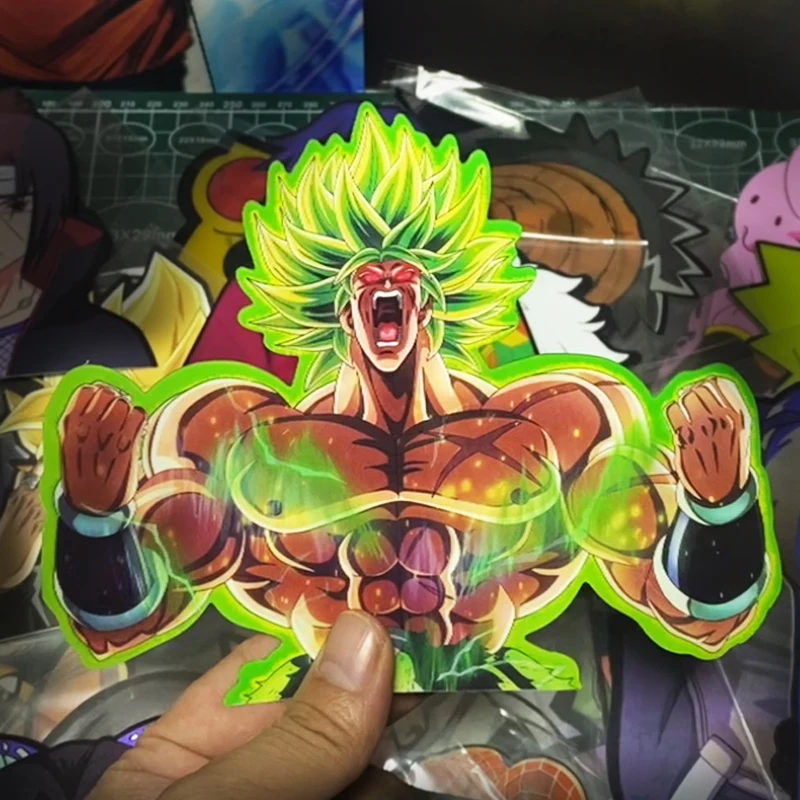 Anime Dragon Ball Magic Sticker 3D Gradient Broly Motion Sticker Creative Car Sticker Notebook Luggage Waterproof Decal Toy