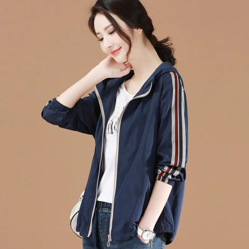 2022 spring new casual jacket women's spring and autumn hooded baseball uniform Korean loose student jacket top women's tide