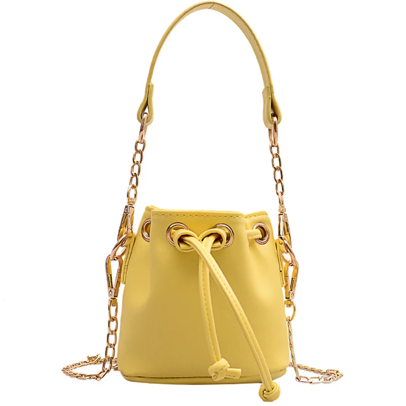 Fashionable Mini Bucket Bags For Women Trendy Solid Versatile Chain Crossbody Bag Summer Pu Leather Cute Female Shoulder Purses