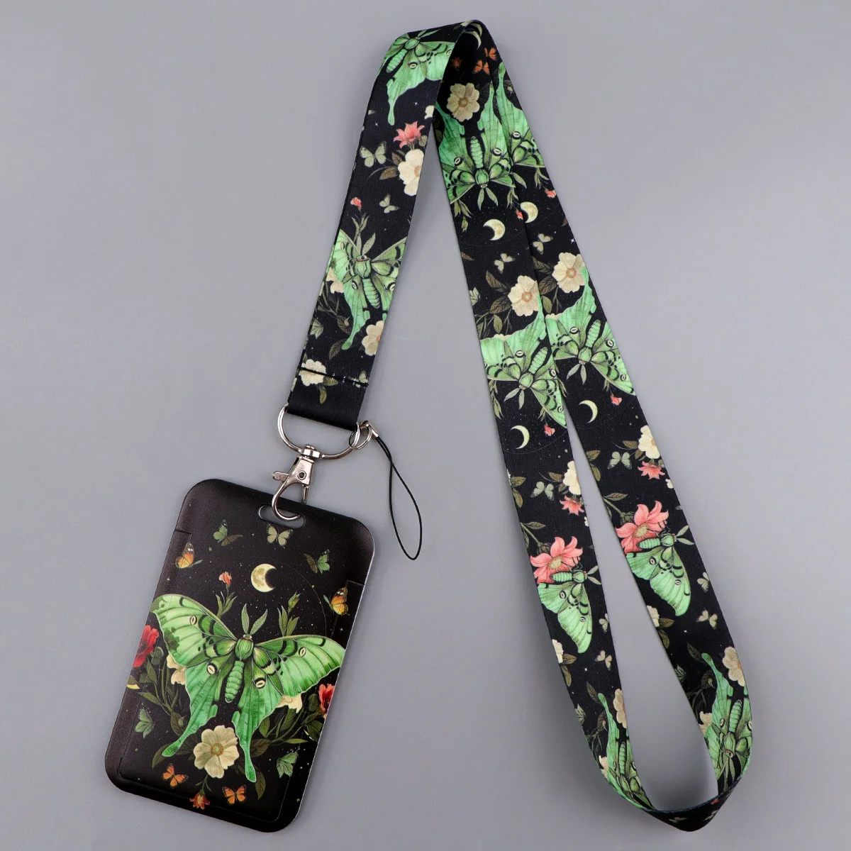 Moth Skull Flag Card Holder Punk Lanyard Neck Strap for Key ID Card Phone Straps Hang Rope Key Ring Holder Accessories Gift view 3