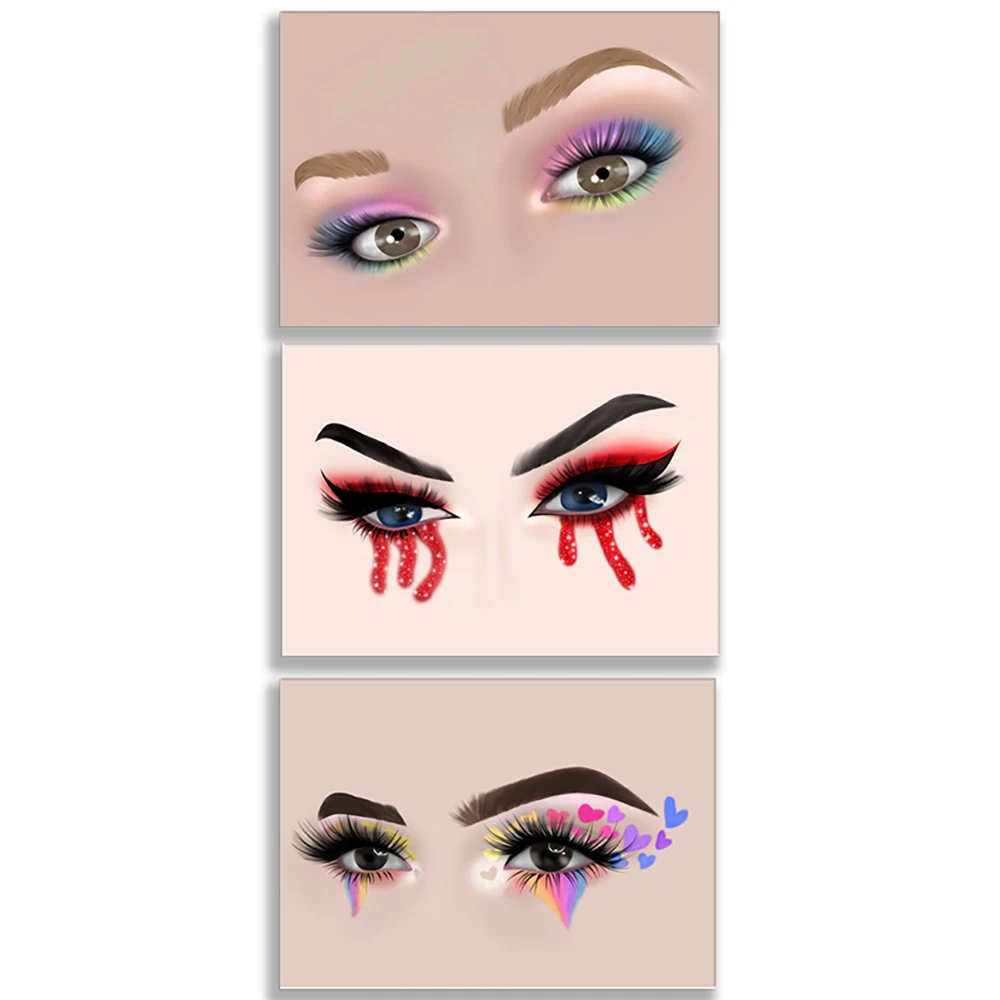 Makeup eyelashes poster, makeup art, eye shadow, beauty illustration, makeup beauty salon canvas painting salon decoration