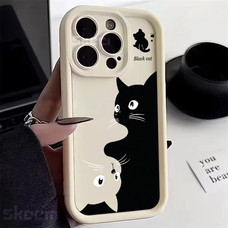 Cartoon Big Eye Cat Phone Case for Huawei P20 P30 P40 P50 Mate 20 30 40 Pro Nova 7 9 10 SE Soft TPU Back Cover