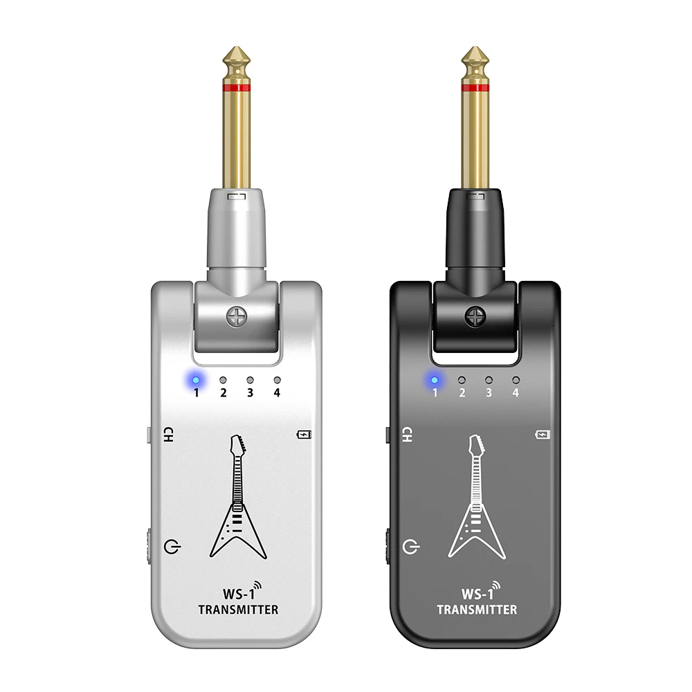 

Guitar Wireless Transmitter Receiver System 2.4G 4 Channels Transmission Transmitter Receiver for Electric Guitar Bass Amplifier