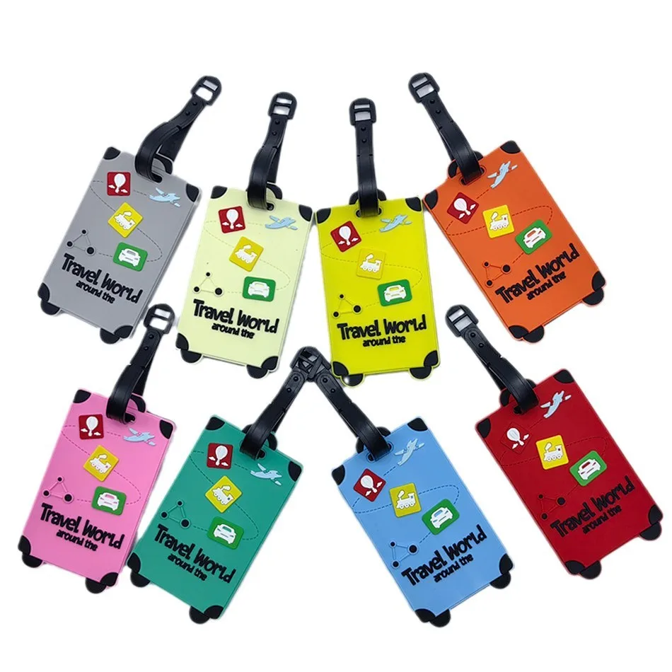 Silicone Travel Luggage Tags Travellers Backpack Name & ID Card Pendant Cute Anti-loss Address Cartoon Boarding Luggage Tag