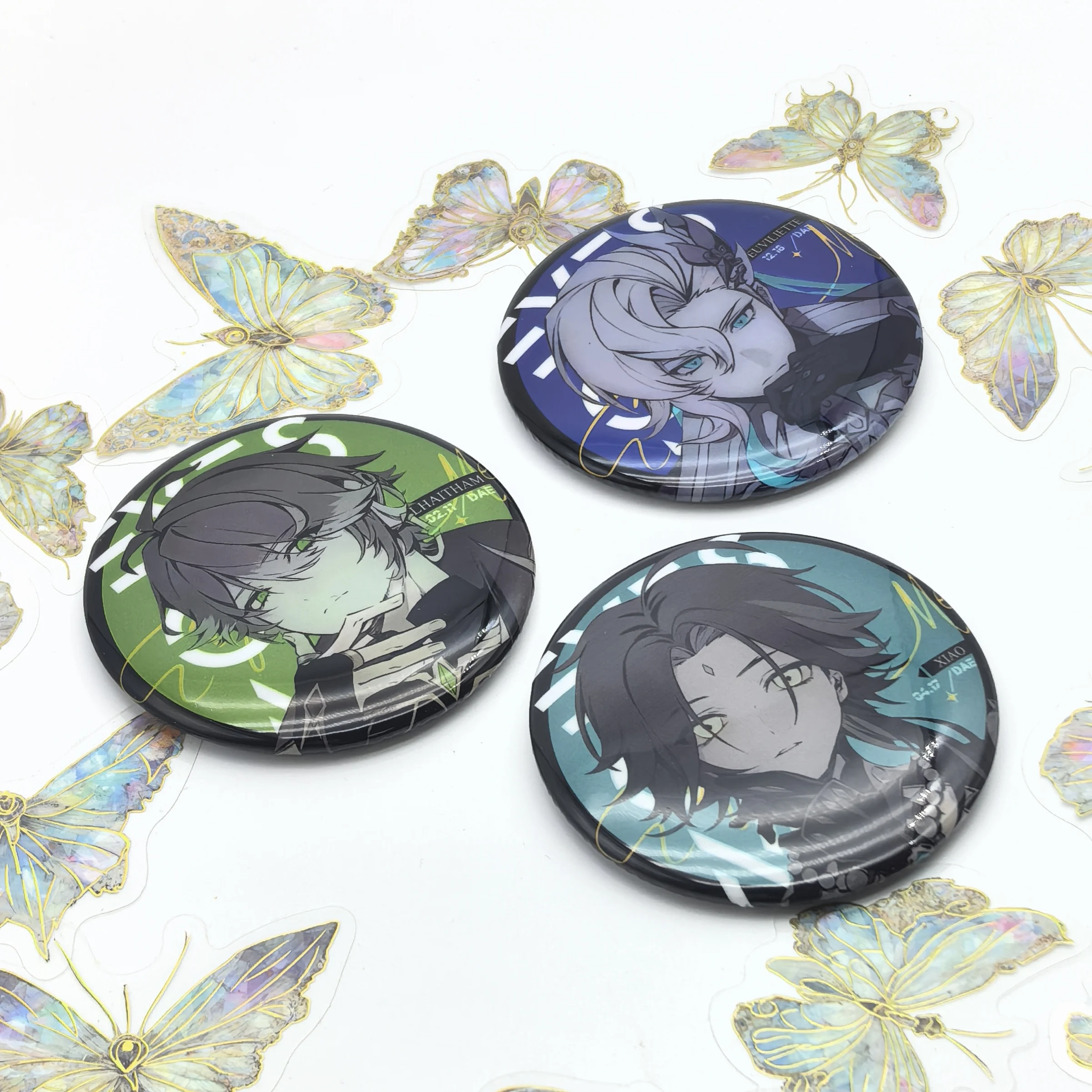1PC Anime Game Genshin Impact Neuvillette Tartaglia Reflection Birthday Badges Knapsack Clothes Pins Decorations 7.5CM Brooch