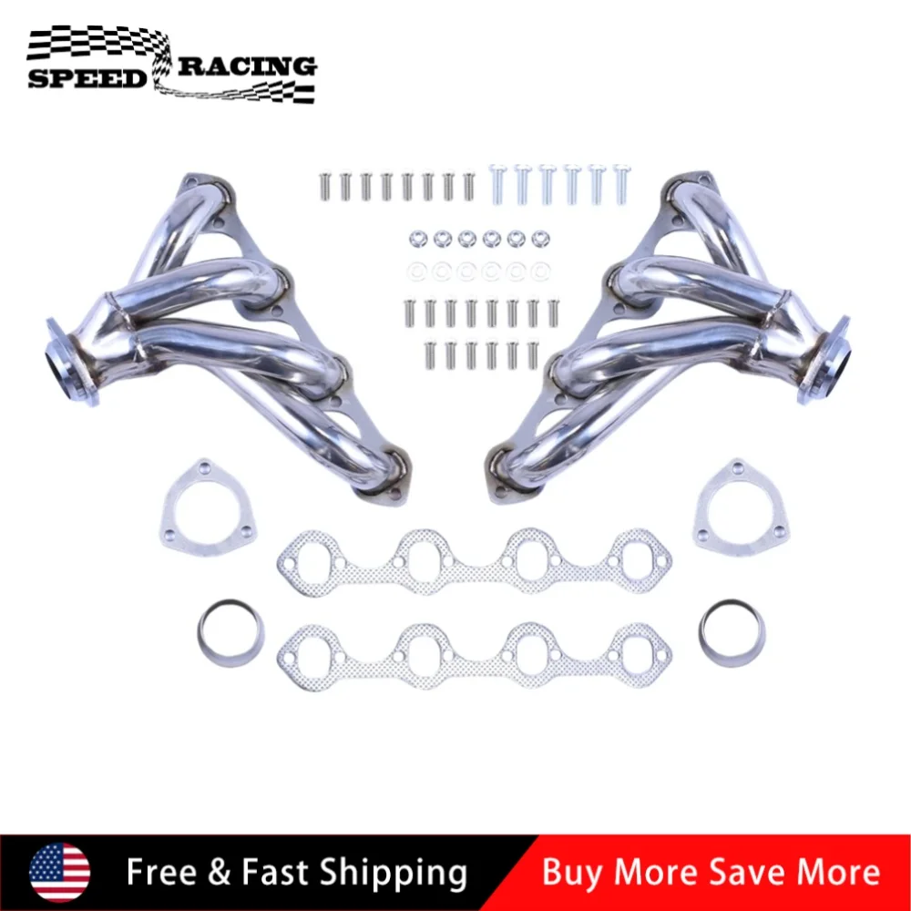 

Stainless Steel Exhaust Manifold Header SBC Small Block Hugger For Ford 289-302-351 V8