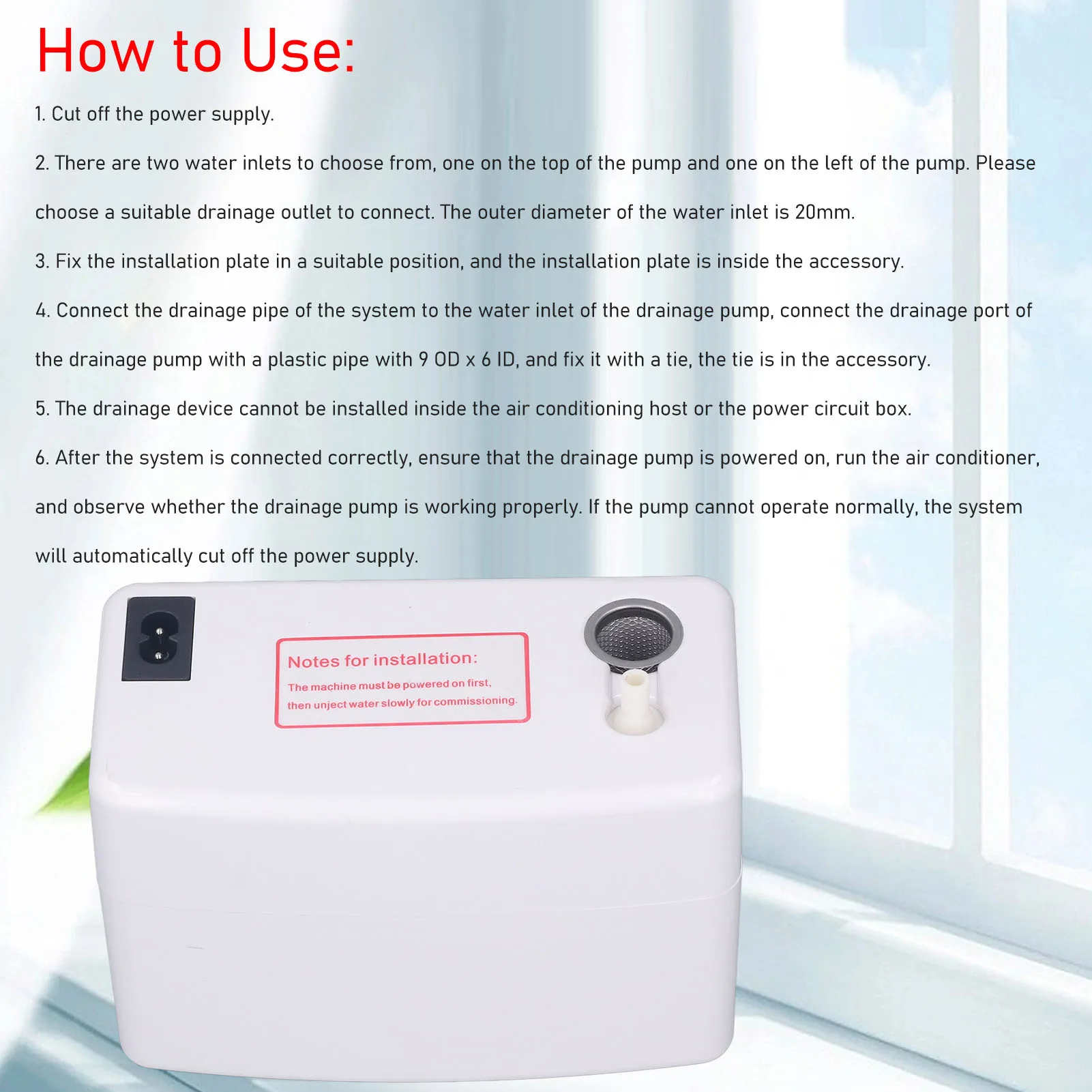 Condensate Pump AC Condensate Pump 24L/h Air Conditioner Automatic Drain Pump AC with 200mL Water Storage Box Condensate Pump